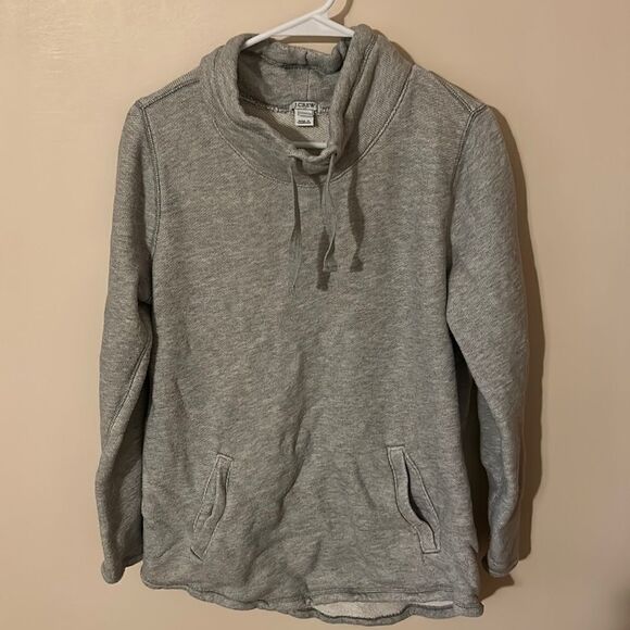 J. Crew Women's Size large Sweatshirt Cowlneck Pockets Gray - Picture 1 of 6
